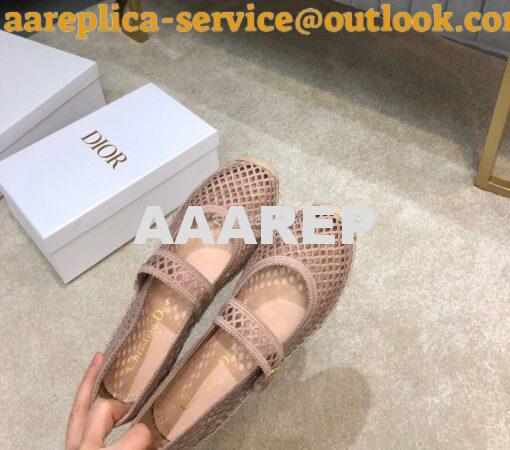 Replica Dior Caro Espadrille Ballerina Flat Nude Mesh Embroidery KCB67 5