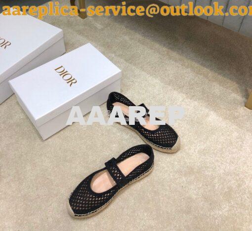 Replica Dior Caro Espadrille Ballerina Flat Black Mesh Embroidery KCB6 3