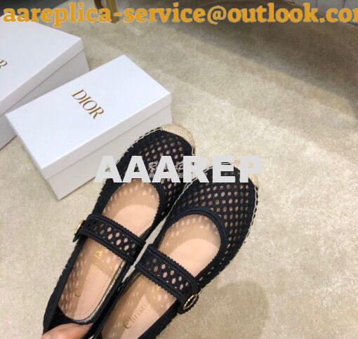 Replica Dior Caro Espadrille Ballerina Flat Black Mesh Embroidery KCB6 5