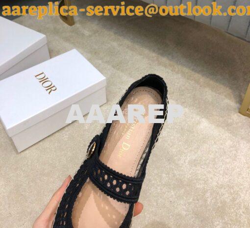 Replica Dior Caro Espadrille Ballerina Flat Black Mesh Embroidery KCB6 7