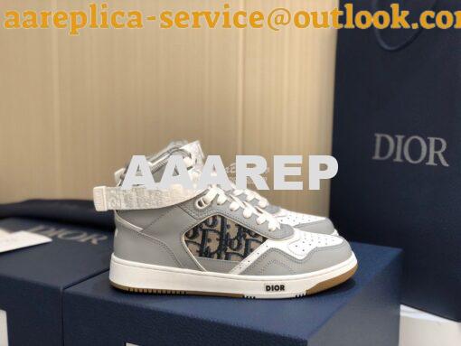 Replica Dior B27 High-Top Sneaker 3SH132 Gray Smooth Calfskin with Obl