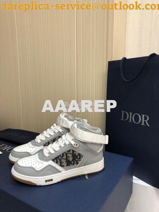 Replica Dior B27 High-Top Sneaker 3SH132 Gray Smooth Calfskin with Obl 2