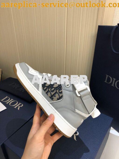 Replica Dior B27 High-Top Sneaker 3SH132 Gray Smooth Calfskin with Obl 3