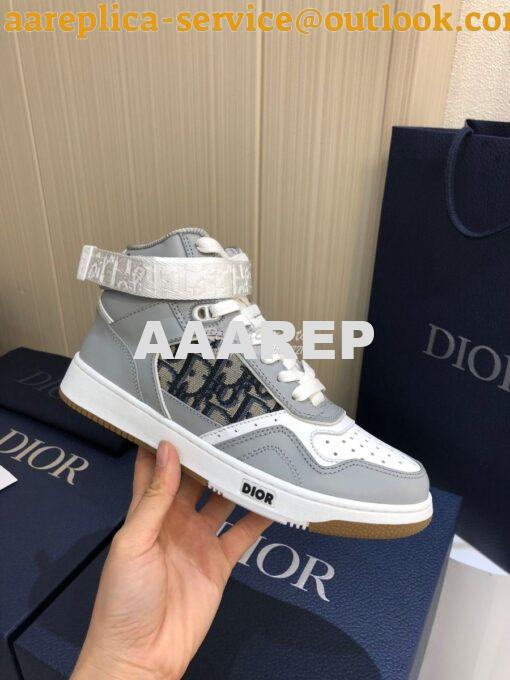 Replica Dior B27 High-Top Sneaker 3SH132 Gray Smooth Calfskin with Obl 4