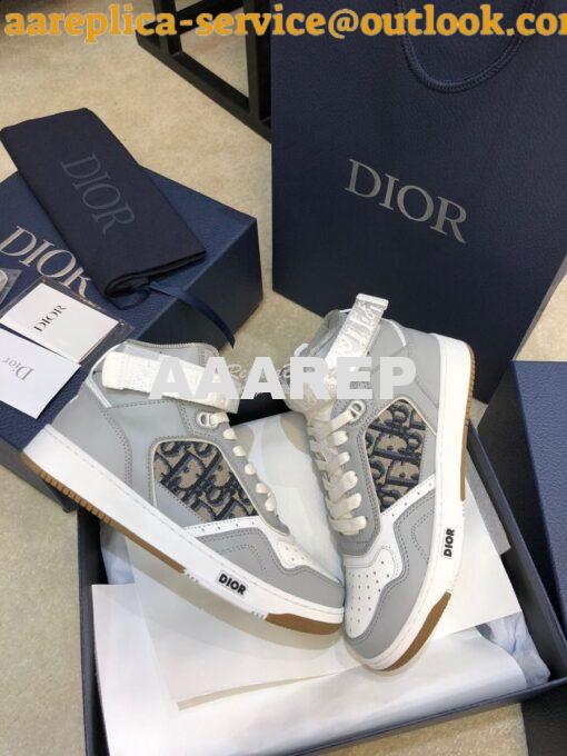 Replica Dior B27 High-Top Sneaker 3SH132 Gray Smooth Calfskin with Obl 5