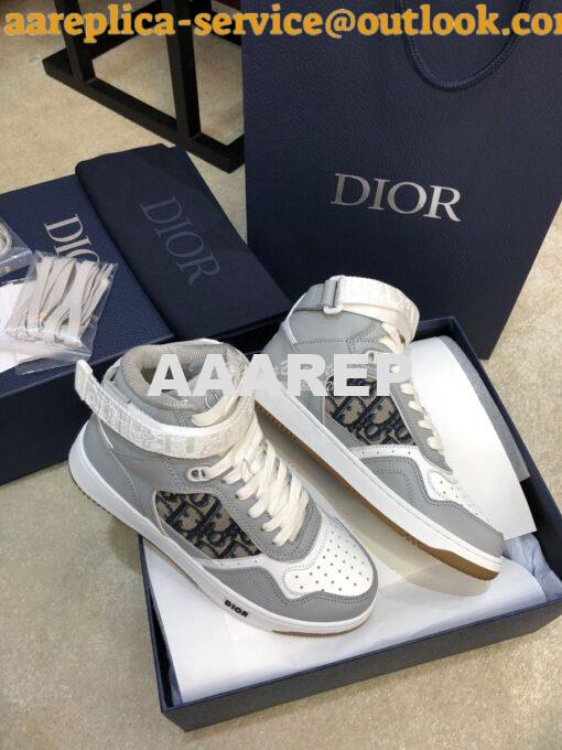 Replica Dior B27 High-Top Sneaker 3SH132 Gray Smooth Calfskin with Obl 6