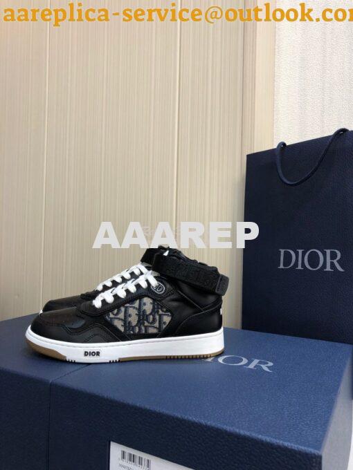 Replica Dior B27 High-Top Sneaker 3SH132 Black Smooth Calfskin with Ob