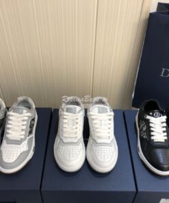 Replica Dior B27 Low-Top Sneaker Gray Smooth Calfskin with Dior Obliqu