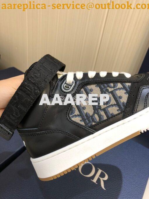 Replica Dior B27 High-Top Sneaker 3SH132 Black Smooth Calfskin with Ob 6