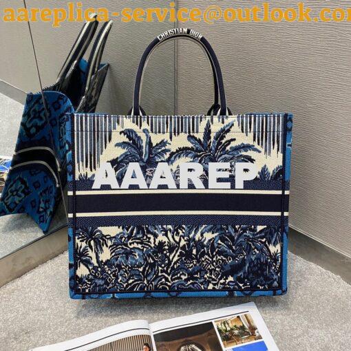 Replica Dior Book Tote Blue Dior Palms Embroidery Canvas Bag 9