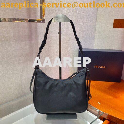 Replica Prada Nylon Hobo Bag with Braided Strap 1BC123 10