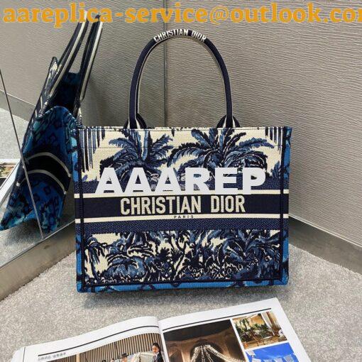 Replica Dior Book Tote Blue Dior Palms Embroidery Canvas Bag 10