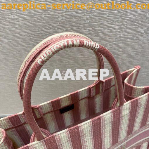 Replica Dior Book Tote Pink D-Stripes Embroidery Canvas Bag 6