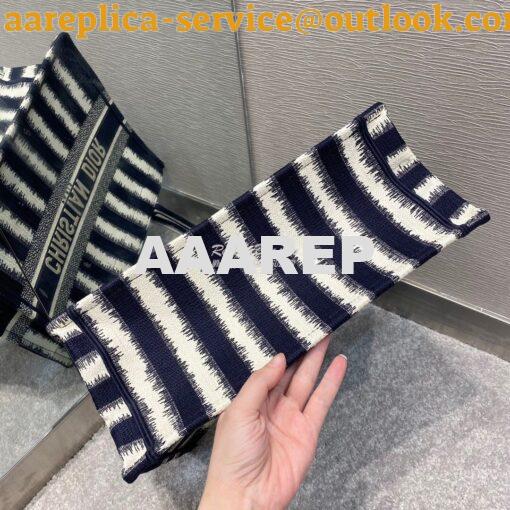 Replica Dior Book Tote Blue D-Stripes Embroidery Canvas Bag 10