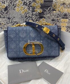 Replica Dior Small Caro Bag In Denim Blue with Patchwork Effect M9241