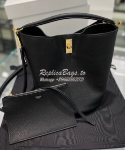 Replica Celine Bucket 16 In Supple Grained Calfskin 195573 Black