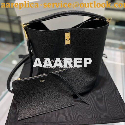 Replica Celine Bucket 16 In Supple Grained Calfskin 195573 Black