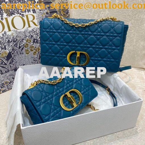 Replica Dior Large Caro Bag Soft Cannage Calfskin M9243 Ocean Blue 2