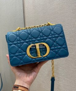 Replica Dior Small Caro Bag Soft Cannage Calfskin M9241 Ocean Blue