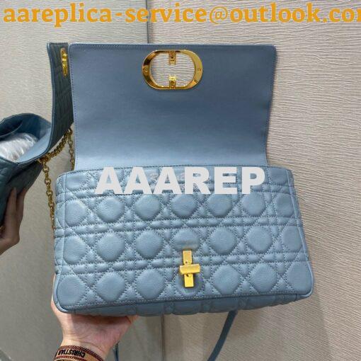 Replica Dior Large Caro Bag Soft Cannage Calfskin M9243 Cloud Blue 7