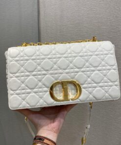 Replica Dior Large Caro Bag Soft Cannage Calfskin M9243 White