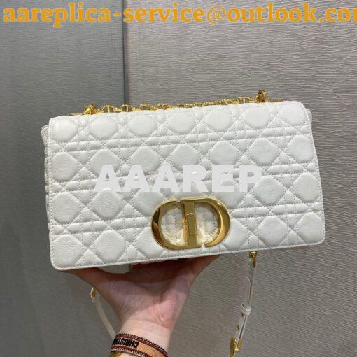 Replica Dior Large Caro Bag Soft Cannage Calfskin M9243 White