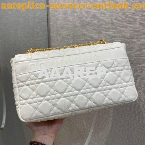 Replica Dior Large Caro Bag Soft Cannage Calfskin M9243 White 5