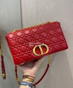 Replica Dior Large Caro Bag Soft Cannage Calfskin M9243 Red