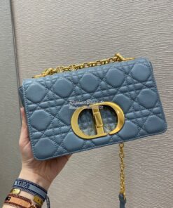 Replica Dior Small Caro Bag Soft Cannage Calfskin M9241 Cloud Blue