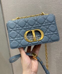 Replica Dior Small Caro Bag Soft Cannage Calfskin M9241 Cloud Blue 2