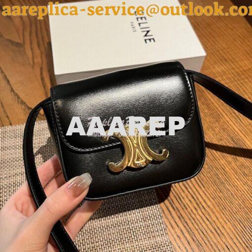 Replica Celine Mini Triomphe In Shiny Calfskin 10I513 Black