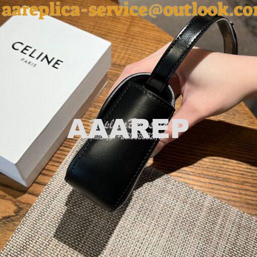 Replica Celine Mini Triomphe In Shiny Calfskin 10I513 Black 5