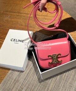 Replica Celine Mini Triomphe In Shiny Calfskin 10I513 Flamingo