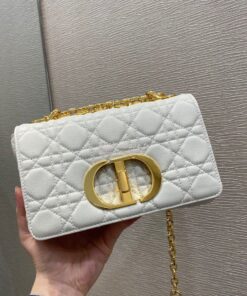 Replica Dior Small Caro Bag Soft Cannage Calfskin M9241 White