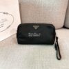 Replica Prada Fabric Cosmetic Pouch 1NE693 Black w Red Logo 10