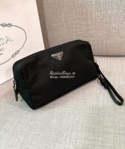 Replica Prada Fabric Cosmetic Pouch 1NE693 Black 2