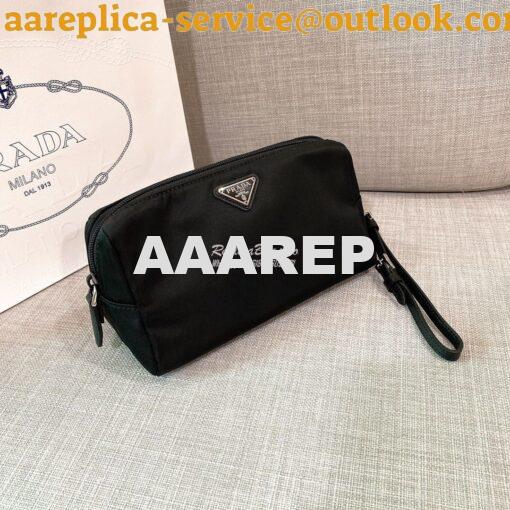 Replica Prada Fabric Cosmetic Pouch 1NE693 Black 2