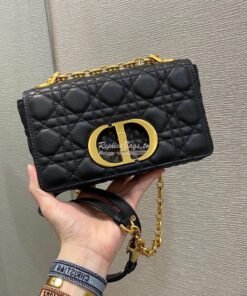 Replica Dior Small Caro Bag Soft Cannage Calfskin M9241 Black 2