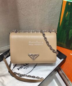 Replica Prada Saffiano Leather Shoulder Bag 1BD032 Nude 2