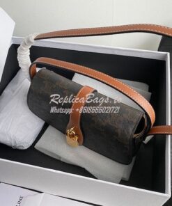 Replica Celine Clutch On Strap In Triomphe Canvas 10I593 Tan 2