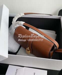 Replica Celine Clutch On Strap In Smooth Calfskin 10I593 Tan 2