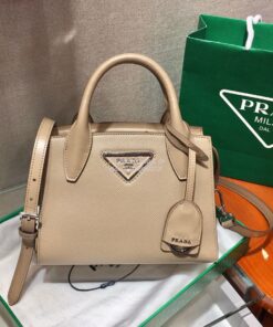 Replica Prada Saffiano Leather Handbag 1BA269 Beige 2