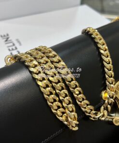 Replica Celine Chain Bag Triomphe In Shiny Calfskin 197413 Black with 2