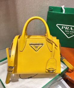 Replica Prada Saffiano Leather Handbag 1BA269 Yellow