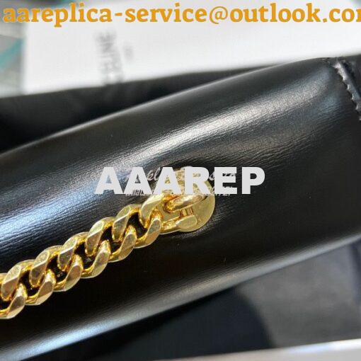 Replica Celine Chain Bag Triomphe In Shiny Calfskin 197413 Black with 7