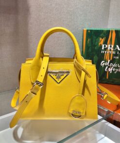 Replica Prada Saffiano Leather Handbag 1BA269 Yellow 2