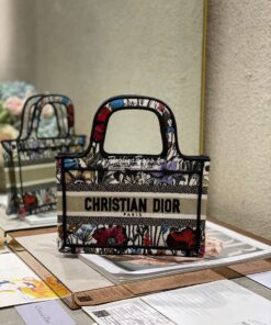 Replica Dior Mini Book Tote S5475 Multicolor Mille Fleurs Embroidery