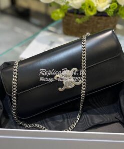 Replica Celine Chain Bag Triomphe In Shiny Calfskin 197413 Black with