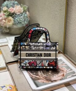 Replica Dior Mini Book Tote S5475 Multicolor Mille Fleurs Embroidery 2