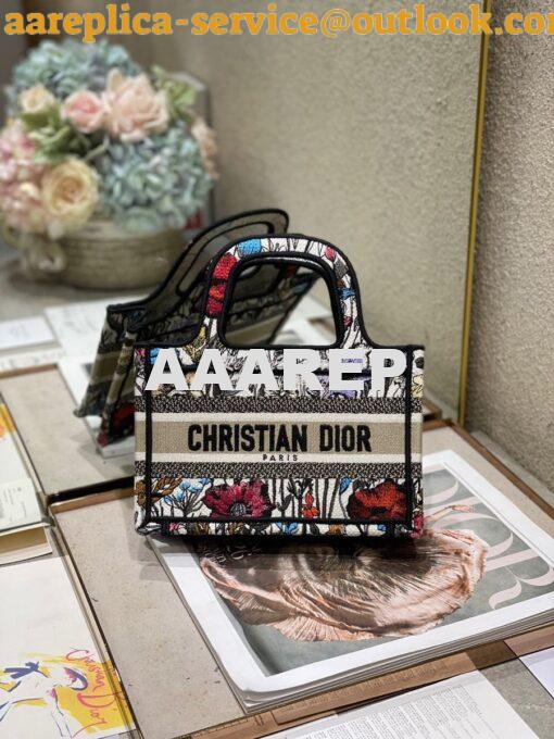 Replica Dior Mini Book Tote S5475 Multicolor Mille Fleurs Embroidery 2